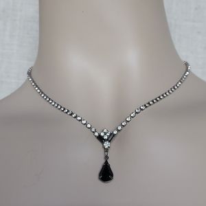 1940's Black and White Rhinestone Necklace